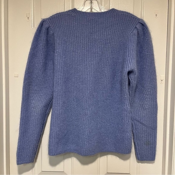 Lewit Mohair Wool Silk Puff Sleeve Sweater Periwinkle XS R - Picture 7 of 9
